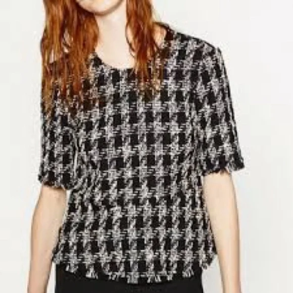 Zara Tweed Peplum Top, size medium - Picture 2 of 10